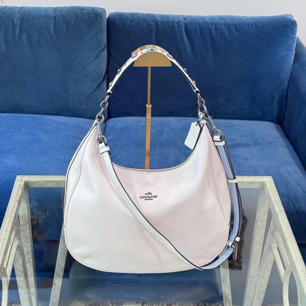Coach Floral‎ Applique Strap Harley Hobo, Chalk